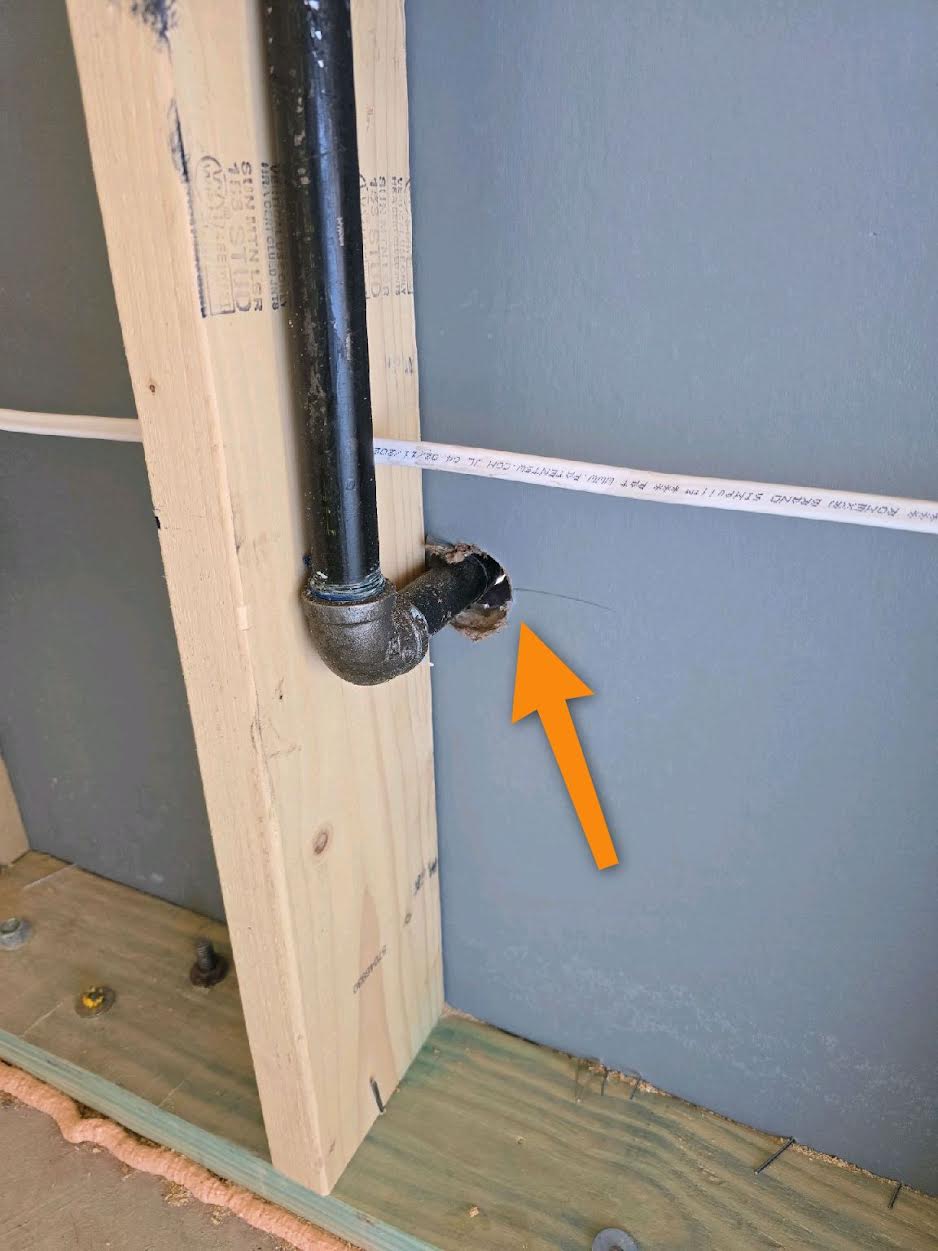Unsealed wall penetration around a gas line documented in Prosper, TX